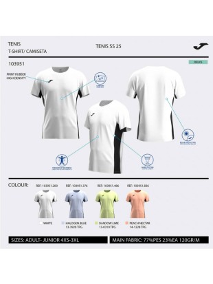 Majica Joma Court Challenge sleeve T-shirt Lime